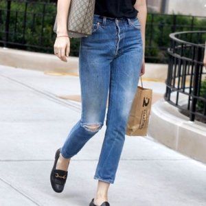 ReDone High Rise Crop Blue Jeans